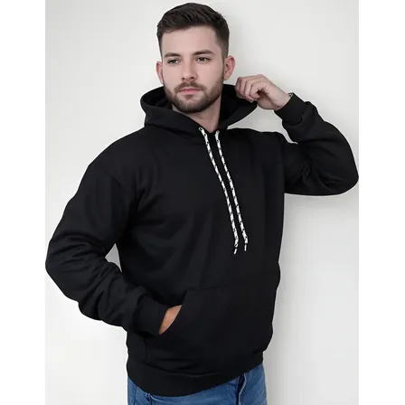 Moletom Canguru Algodão Unissex Blusa De Frio Flanelado Liso