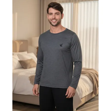 Pijamas De Frio Camisa E Calça De Malha Atacado Masculino