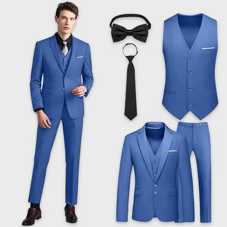 Kit Terno Masculino 5 Peças,blazer,colete,calça+acessórios