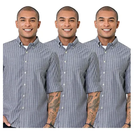 Kit 3 Camisas Social Masculina Listrada L Camisaria Colombo