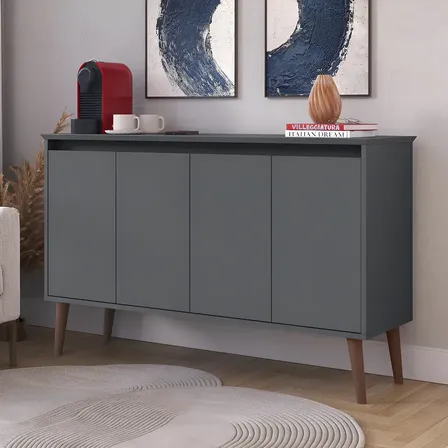 Aparador Buffet Estilo Sala Jantar Design Moderno 4 Portas