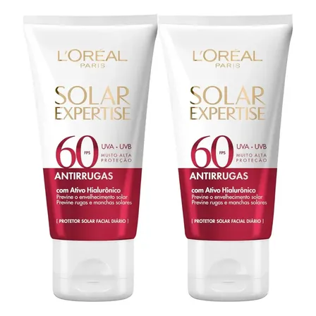 Kit Loreal Paris Protetor Solar Facial Antirrugas Fps60 40g Todo Tipo De Pele Dia/noite