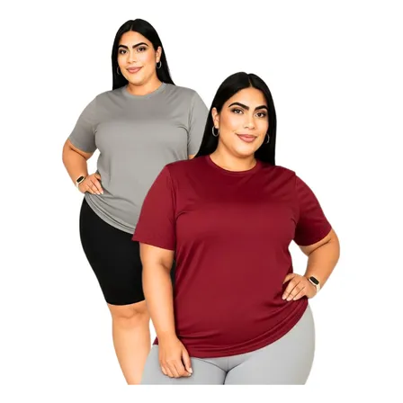 Kit 2 Camisetas Feminina Dry Fit Plus Size Academia Fitness