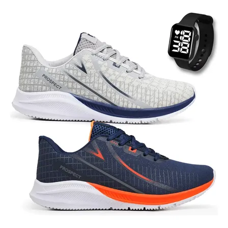 Kit 2 Tênis Masculino Prospect Spark Conforto + Relógio Led