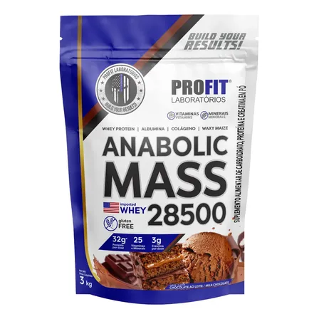 Suplemento em pó ProFit Laboratórios Anabolic Mass 28500 proteínas sabor chocolate em sachê de 3kg