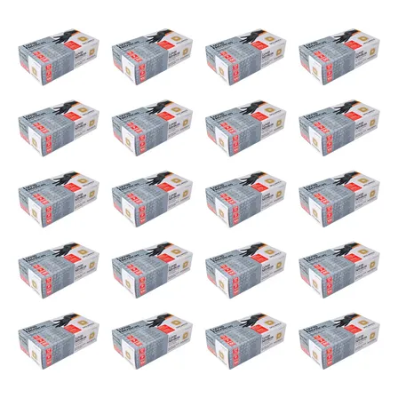 Luvas descartáveis antiderrapantes Descarpack Luva Nitrilica cor preto tamanho G de nitrila em kit de 20 x 100 unidades
