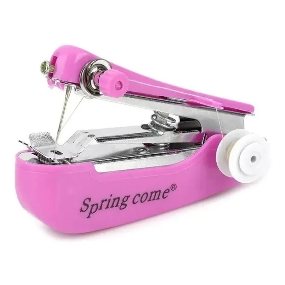 Maquina De Costura De Mão Spring Come Mini Portátil Rosa Modelo Om888 Deep Pink