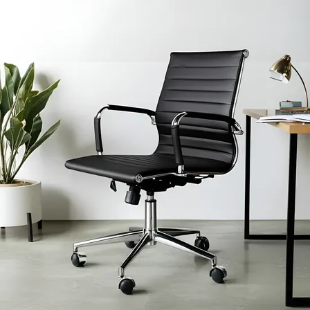 Cadeira Escritório Or Design 3301 Baja Ergonômica Preta Couro Sintético