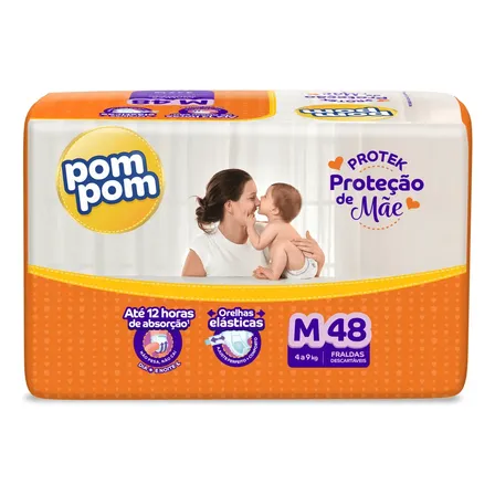 Fraldas Pom Pom Protek M X 48 Unidades Sem Gênero