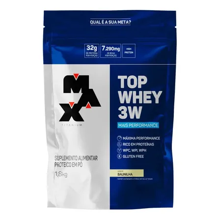 Max Titanium Top Whey 3w - Mais Performance - 1,8kg - Sabor Baunilha