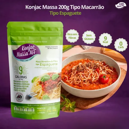 Macarrão Tipo Espaguete Konjac Massa MF Sachê 200g Sem Glútem Zero Carboidrato Apenas 9Kcal