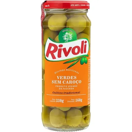 Azeitona Verde em Conserva sem Caroço Rivoli Vidro 160g