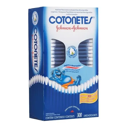 Cotonetes Flexíveis de Algodão 300 unidades Johnson & Johnson