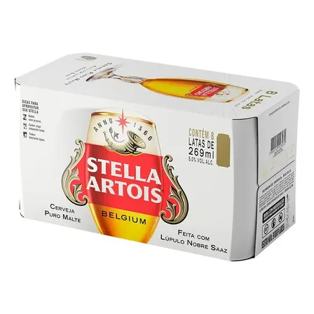 Stella Artois Lata 269ml - Pack Com 8 Unidades