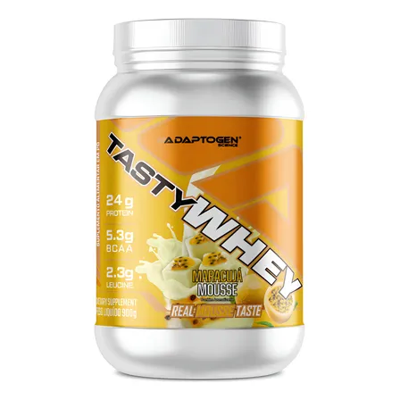 Suplemento Tasty Whey 3w Gourmet Whey Protein Adaptogen Science Pote 900g Sabor Mousse de Maracujá