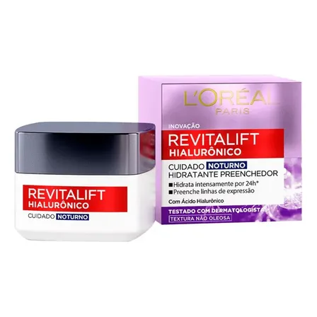 Creme Facial Noturno L'oréal Paris Revitalift Hialurônico 49g Todo Tipo De Pele Noite