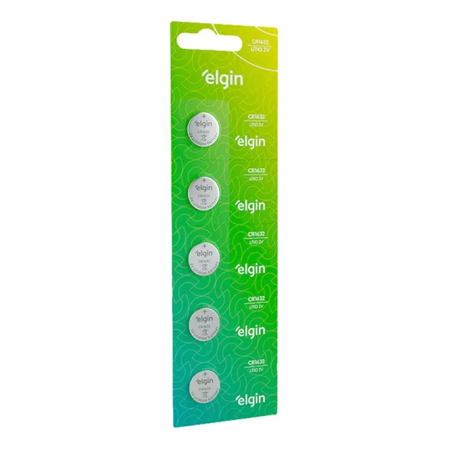 Bateria Moeda Cr1632 3v Pilha Elgin Cartela 5 Peças