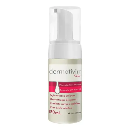 Espuma De Limpeza Facial Para Acne Dermotivin Salix 130ml