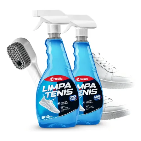 2 Limpa Tênis Spray Provita 500ml + Escova Limpeza Profunda Azul