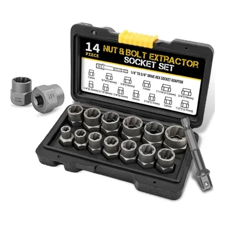 Kit 14 Extrator Quebrada Porca Espanada Parafuso Carro