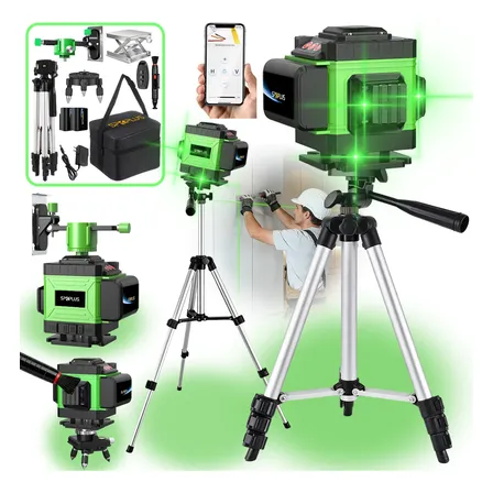 Nível Laser Nivelador Portatil Verde 12 Linhas Com Tripé Nível A Laser De 12 Linhas + Tripé