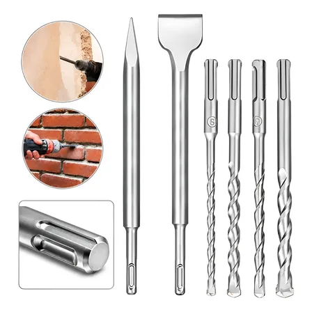 Kit 06 Sds Plus P/ Bosch Makita Ponteiro Talhadeiras Brocas