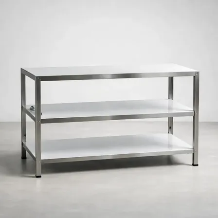 Mesa Bancada Em Inox Açougue 120x50cm 3 Prateleiras