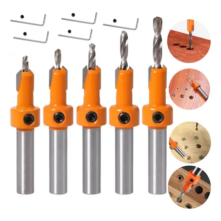 Kit 5 Broca Com Escareador Madeira 3mm X 8mm-2.8-4mm