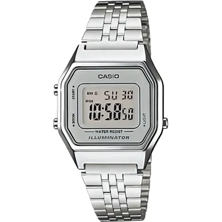 Relógio Casio Feminino Vintage Digital La680wa-7df Aço Prata Digital