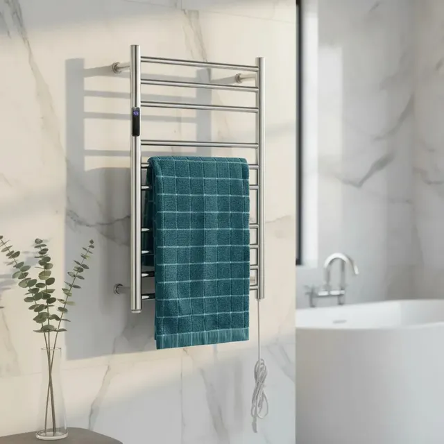 Toalheiro Térmico Kazalinda Inox Bivolte Com Timer Embutido Fio Lado Direito Inox Polido