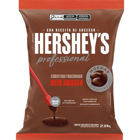 Cobertura Fracionada Hershey's Professional Moedas Meio Amargo Para Culinária 2,01 Kg