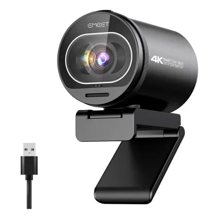 Emeet S600 4k Webcam 1080p 60fps Camera Para Pc Streaming Con Microfone Automático Full Hd Videoconferencia Preto
