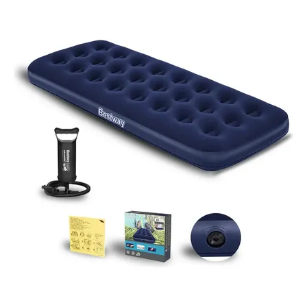 Colchão Camping Solteiro Inflável Bestway 150kgs + Bomba Ar