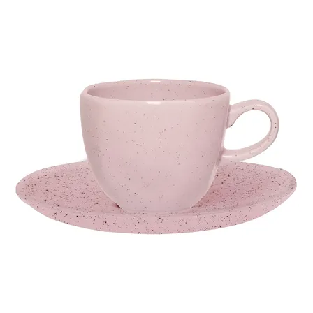 Conjunto De 6 Xícaras Grandes Com Pires Ryo Pink Sand 77360 220ml Rosa Claro Oxford