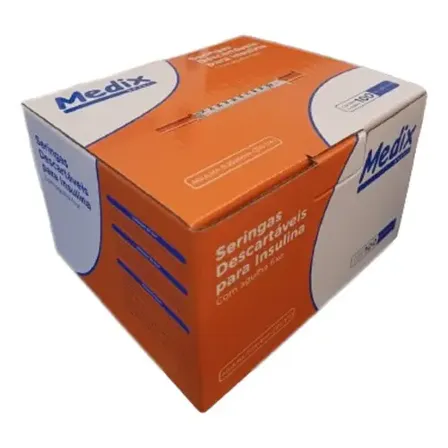Seringa Descartável Para Insulina 6 X 0.25 31 G¼ 1ml Caixa Com 100 Unidades Medix