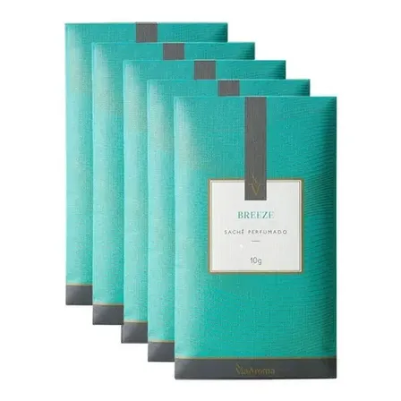 Kit 5 Sachês Perfumados Via Aroma Breeze Guarda Roupa Armário Carro