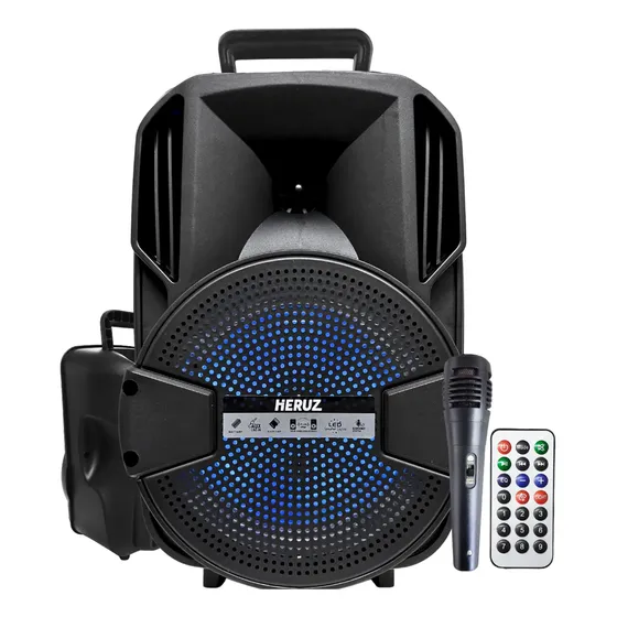 Caixa De Som 1000w Pmpo Mega Potente Microfone Cor Preto Heruz