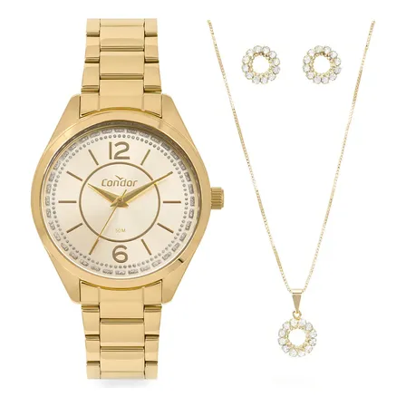 Relógio Condor Feminino Elegante Dourado Dourado