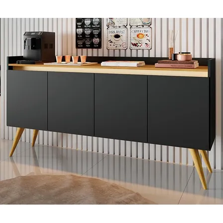 Móveis Primus Primus Sala Buffet Gold 4 Portas Preto/mel