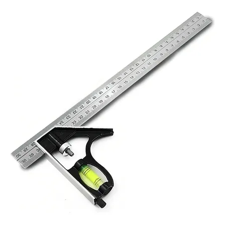 Esquadro Combinado Ruslly em Aço Inox 300mm 12 Pol com Nível