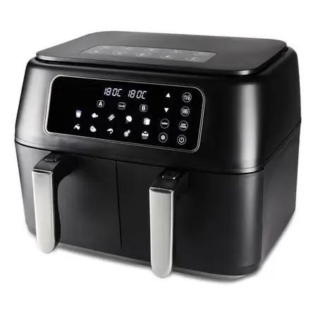 Fritadeira De Ar Hamilton Beach Digital 8 Litros Duas Cestas, Com 12 Funções E Potência De 1700w Preta Preto 220v