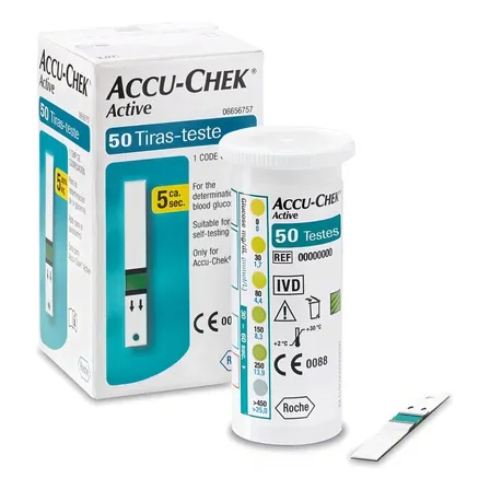 Tiras Para Medição de Glicose Accu chek Active Caixa com 50 Un