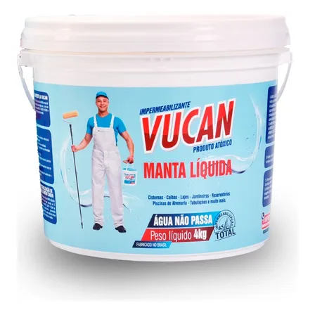 Impermeabilizante Vucan Manta Líquida Branco 4kg p/ Lajes e Telhados