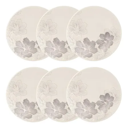 Jogo De 6 Pratos Fundos 20,5 Cm Oxford Unni Balance Cor Cinza Multicor