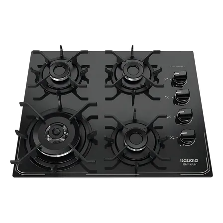 Cooktop Fogão Itatiaia Itamaster 4 Bocas Queimadores A Gás Com Mesa De Vidro E Trempes - Cor Preto