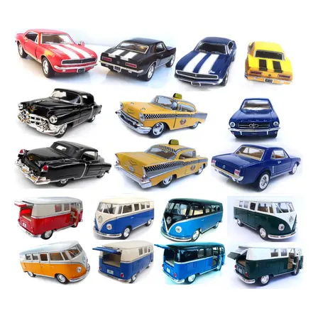Kit 5 Carrinho Ferro Miniatura Carro Coleção Veículo 1/34 Cor Variado