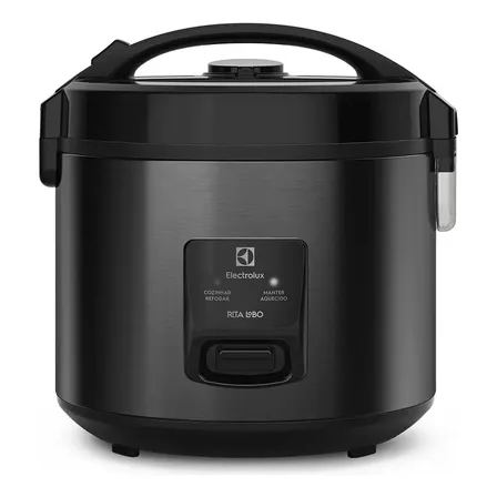 Panela Elétrica Electrolux Vapor Arroz Capacidade 3,5l 10 Xícaras 2 Em 1 Timer Panela Removível Antiaderente Tampa Com Visor Transparente Erc30 Preto Por Rita Lobo Preto/inox 220v 60 Hz