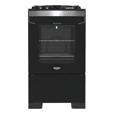 Fogão 4 Bocas Dako Diplomata Grill Frente Vidro Timer Digit Cor Preto