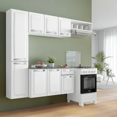 Cozinha De Aço Completa Itatiaia Com Armário E Balcão Branco