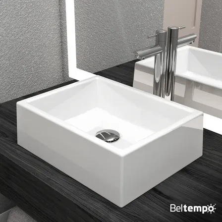 Cuba Pia de Apoio Sobrepor Retangular 42x32 Branca Banheiro Lavabo Beltempo BT-3387